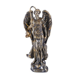 Bronzed Small Saint Raphael Figurine Made of Polyresin
