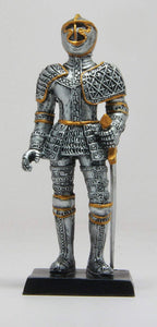 4 Inch Armored Medieval Knight with Sword Resin Statue Figurine