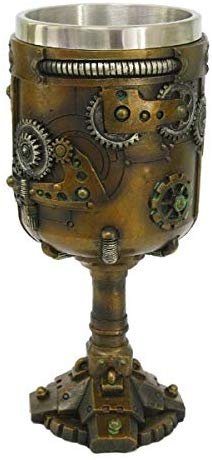 PT Steampunk Gear Collectible Resin Figurine Drinkable Goblet with Removable Stainless Steel Inner