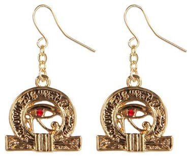 Egyptian Wedjat Golden Pewter Earrings Jewelry- Mystica Collection