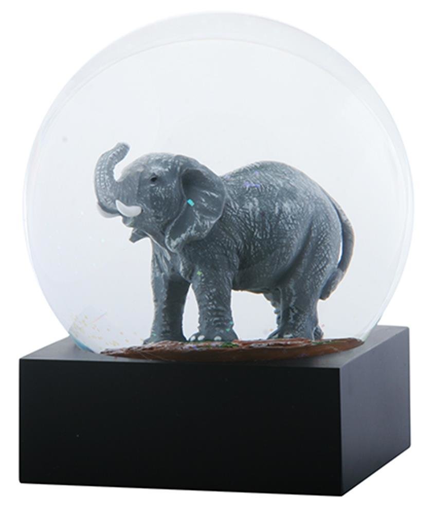 YTC 4.5 Inch Grey Elephant with Trunk Lifted and Tusk in Water Globe