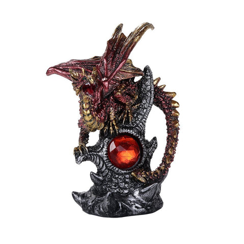 Pacific Giftware Medieval Fantasy Guardian Dragon Protecting Red Gemstone Fantasy World Decor Collectible Figurine (Red)