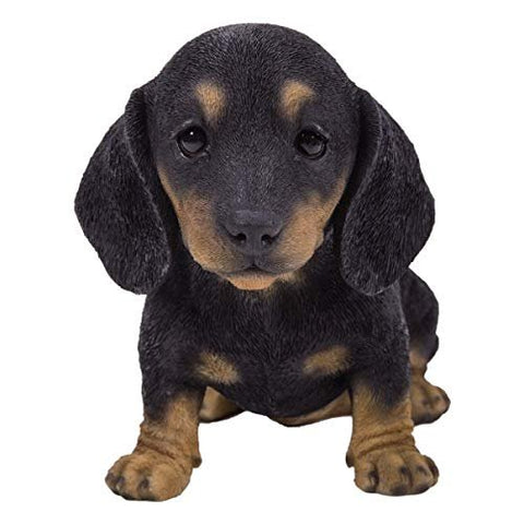 Pacific Giftware PT Realistic Look Black and Tan Short Legged Dachshund Puppy Dog Home Decorative Resin Figurine