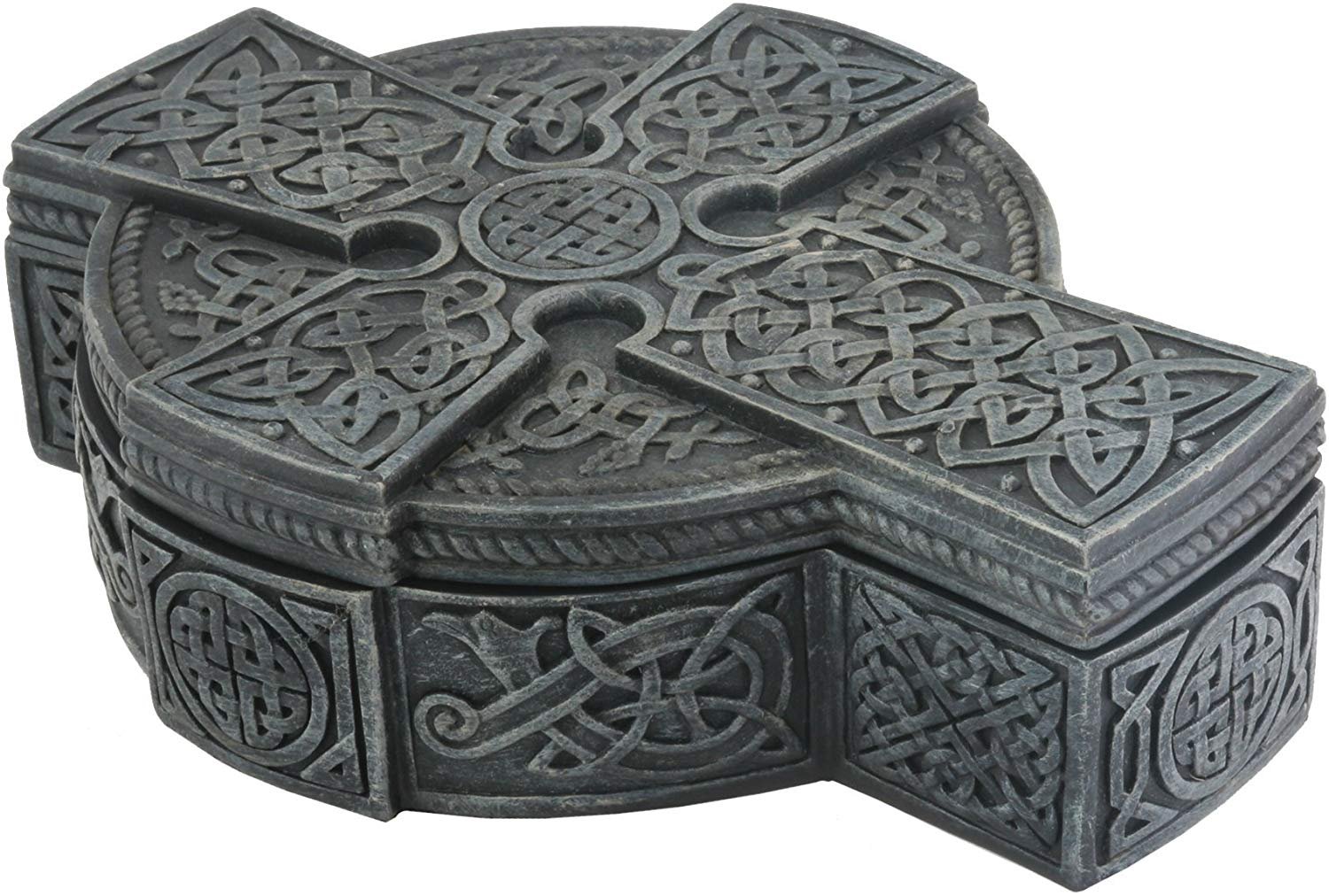 Celtic Cross Box - Collectible Tribal Container Statue Figurine