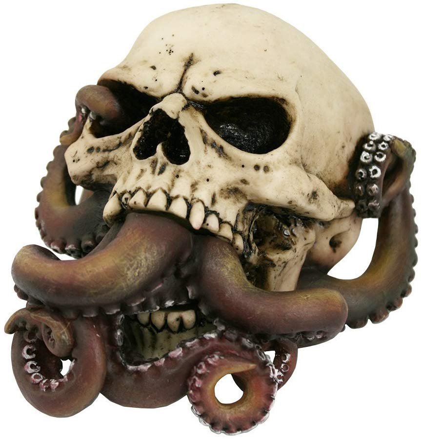 Pacific Giftware Nautical Decor Kraken Octopus Tentacles Protruding Cthulhu Skull Deadly Ocean Pirate Collectible Decorative Figurine 6.5 Inch Long