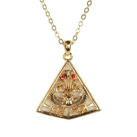 Egyptian Pyramid Golden Pewter Necklace Jewelry- Mystica Collection