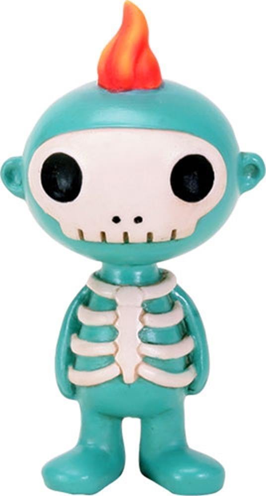 YTC 3.75 Teal and White Chadow Skeleton with Orange Flamed Colored Hair