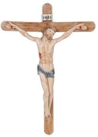 PTC 12 Inch Jesus on The Crucifix with Sign Religious Statue Figurine