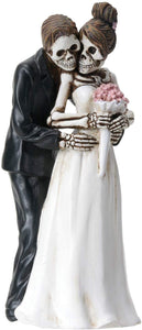 YTC 6.25 Inch Skeleton Couple with Wedding Bouquet - Posing Figurine