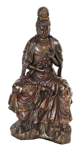 10.25 Inch Water and Moon Kwan Yin Hindu Resin Statue Figurine