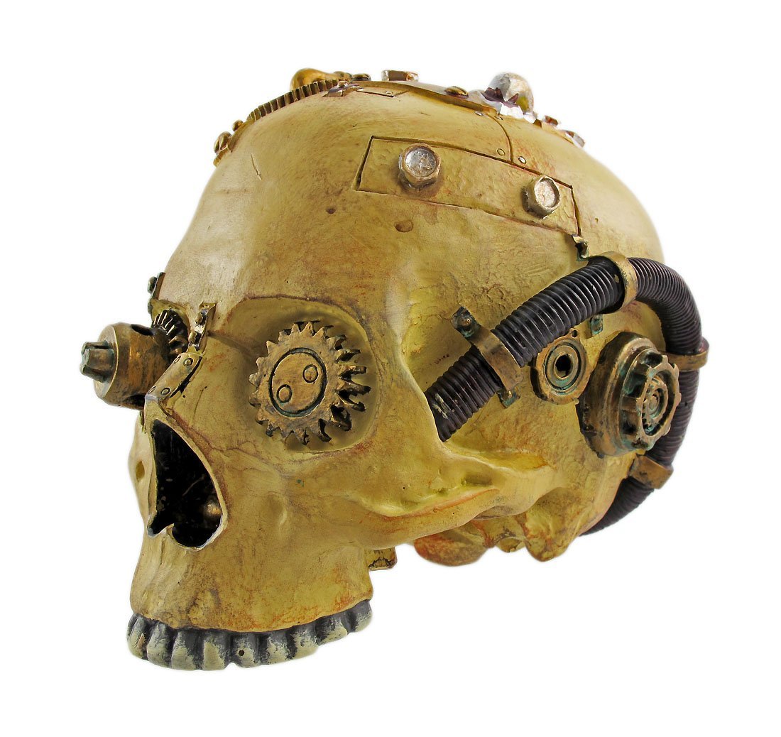 Pacific Giftware Cool Steampunk Design Human Skull Statue Sci-Fi