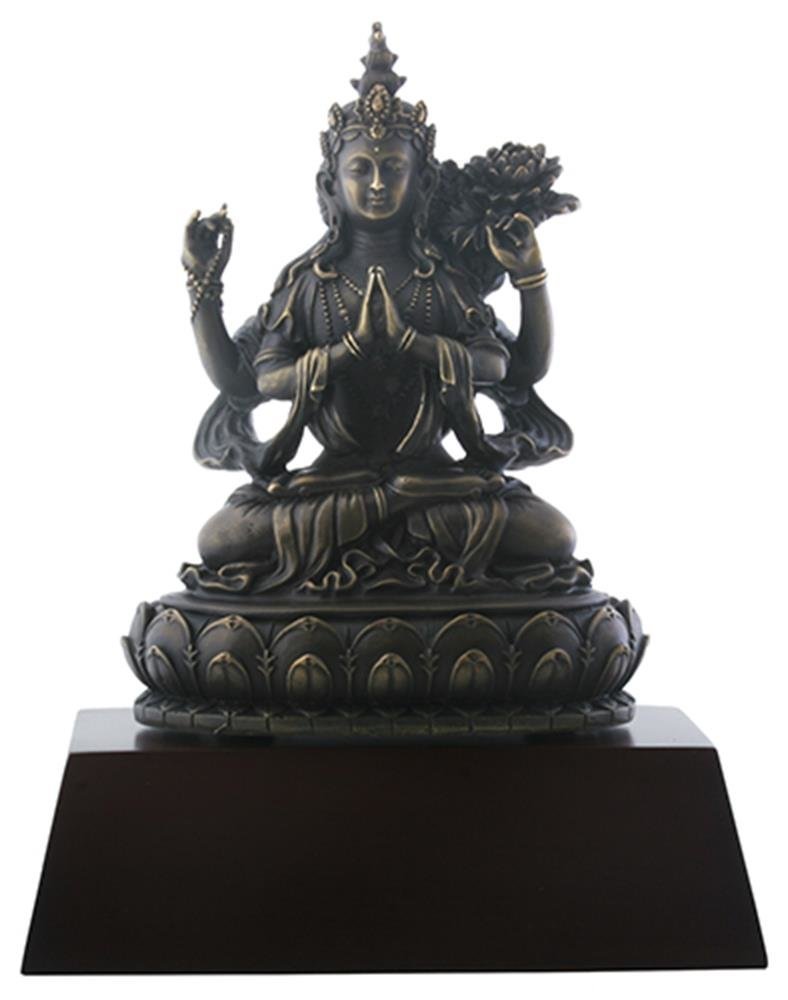 8 Inch Avalokiteshvara Four Armed Meditating Figurine Statue