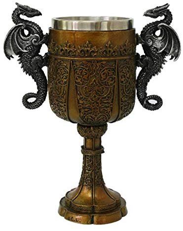 Double Dragon Drinking Chalice Goblet 9 inches Tall
