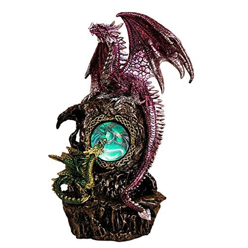 Pacific Giftware Dual Dragon on Rock with LED Light