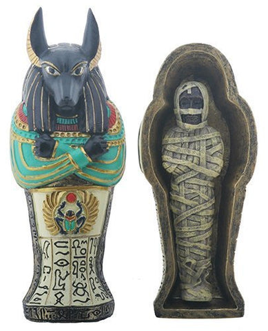 Egyptian Anubis Coffin with Mummy Decorative Figurine Statue