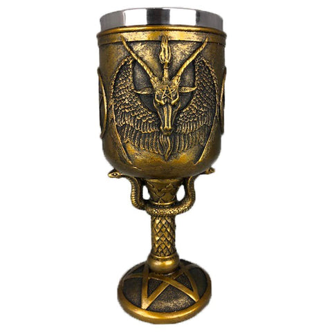 Baphomet Horned Sabbatic Goat Satanic Goblets & Chalices with 15 oz capacity Removable Stainless Cup