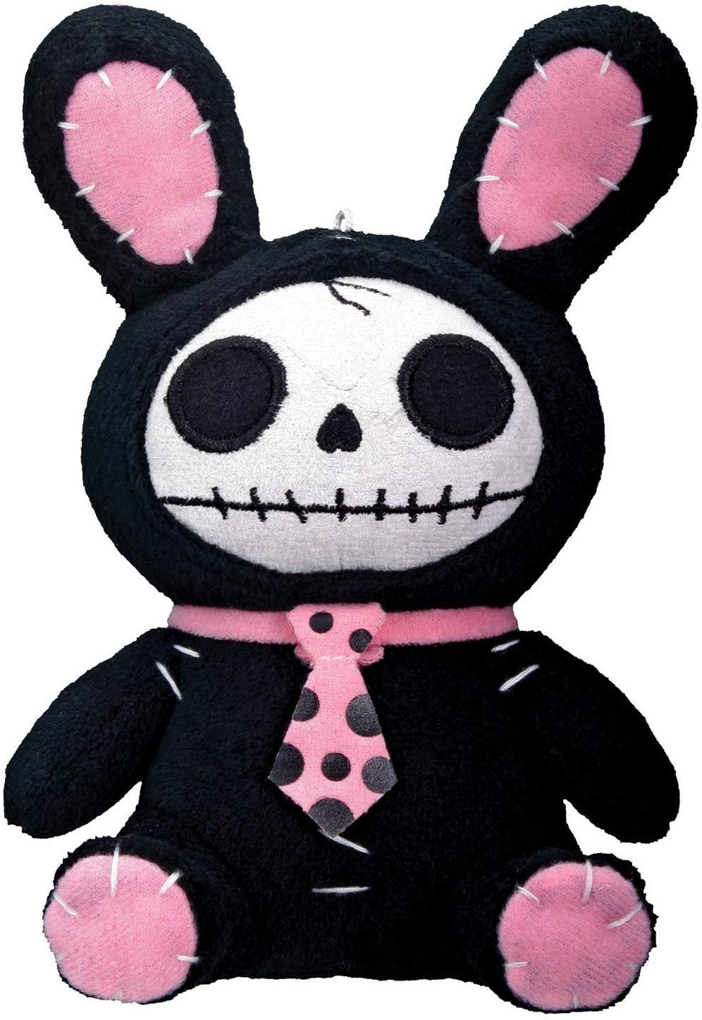 Bunny Furry Bones Plush Stuffed Animal Doll, Black and Pink Collectible