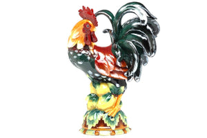 Pacific Giftware Decorative Rooster Standing on Fruit Ceramic Statue Figurine, 16.5" H, Medium