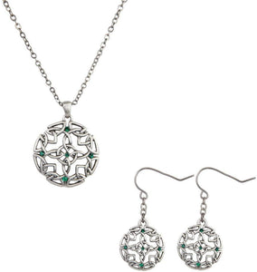 Mystica Collection Celtic Round Pewter Necklace & Earrings Jewelry (Set of 2)