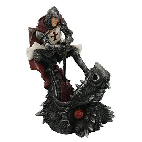 Pacific Giftware The Crusader Knight Slaying Dragon Head Collectible Figurine