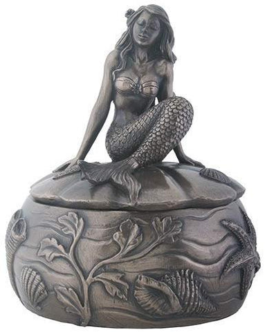 YTC Antique Bronze Mermaid Adella Embellished Trinket and Jewelry Box