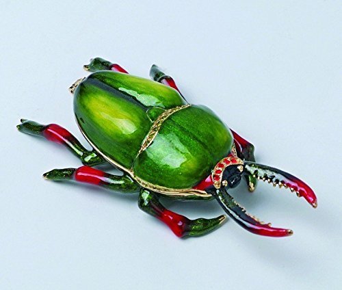 Green and Red Bug Jewels Studded Jewelry/Trinket Box Figurine