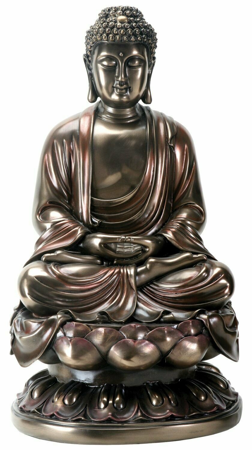 15 Inch Cold Cast Bronze Colored Resin Meditation Buddha Statue
