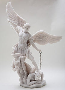 SAINT MICHAEL SLAYING CHAINED LUCIFER TRAMPLED ON HIS FEET STATUE FIGURINE