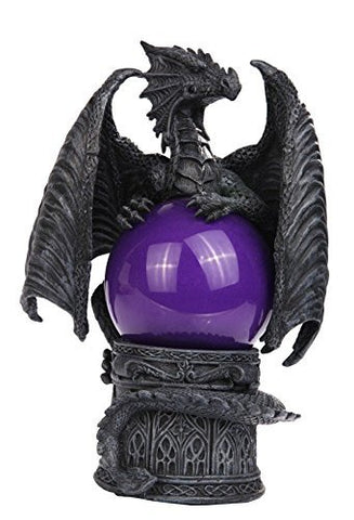 10 Inch Large Dragon with Purple Storm Ball Orbe Statue Figurine