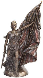 PTC 10.5 Inch Bronze Colored Columbia Calls Woman with Sword Figurine
