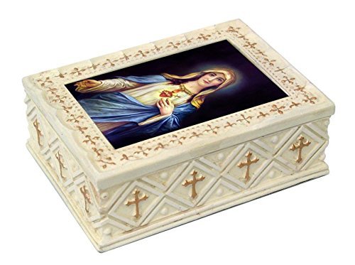 4.5 Inch Immaculate Heart of Mary Inlayed Jewelry/Trinket Box Figurine