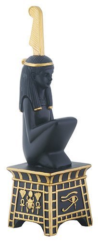 Black and Yellow Egyptian Maat on Pedestal Decorative Statue