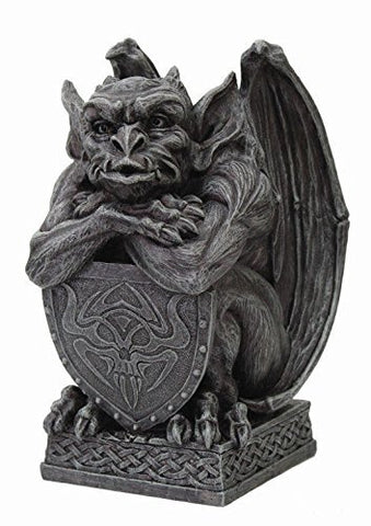PTC 6.5 Inch Resin Medieval Gargoyle with Shield Protection Statue