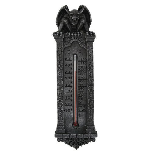Gifts & Decor Underworld Evil Gargoyle Perching On Structure Roof Wall Thermometer Figurine