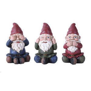See hear speak no evil gnomes set of 3 figurines
