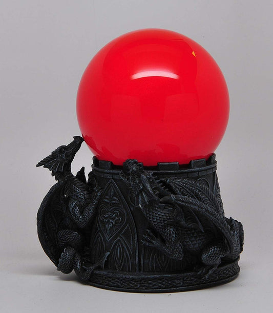 6.5 Inch Dragon Sandstorm with Giant Red Orbe Ball Statue Figurine