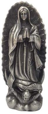 Virgen De Guadalupe Pewter Statue Our Lady of Guadalupe Figurine 4.5"H
