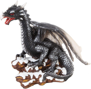 Raziel the Dark Ice Dragon Fantasy Decorative Statue, 8 1/4 Inch