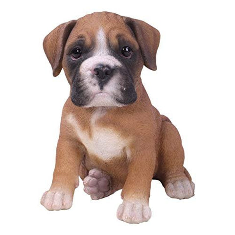 Pacific Giftware PT Realistic Look Statue Brown Boxer Puppy Dog Home Decorative Resin Figurine