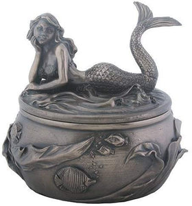 Antique Bronze Mermaid Calypso Embellished Trinket and Jewelry Box