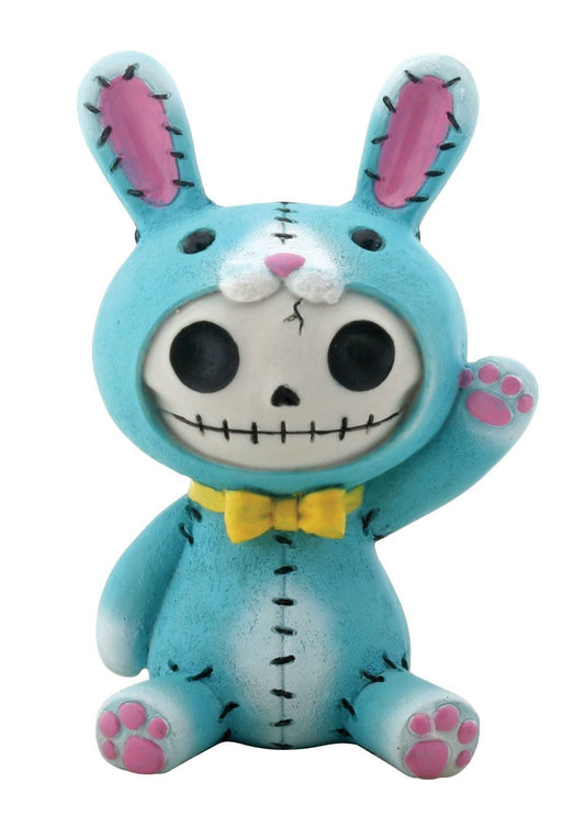 SUMMIT COLLECTION Furrybones Blue Bun Bun Signature Skeleton in Bunny Rabbit Costume Wearing Yellow Bow Tie