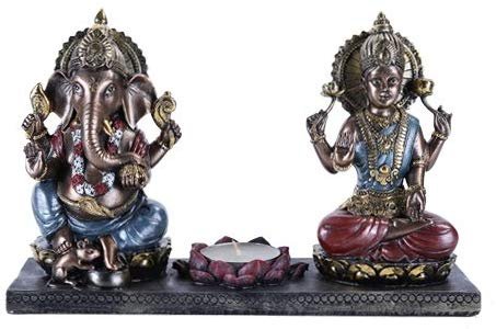 Pacific Giftware The Hindu Gods - Ganesha & Krishna Lotus Candleholder