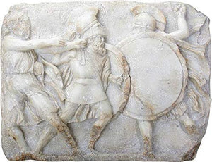 Greek Hoplites in Battle Replica Wall Plaque Scultpure