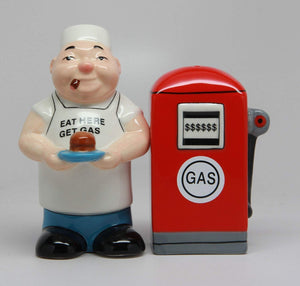 ATTRACTIVES SALT AND PEPPER SHAKER - EAT HERE GET GAS
