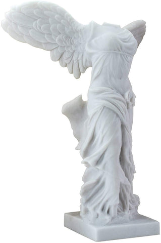 12.25 Inch Marble Painted Cold Cast Resin Nike of Samothrace Statue