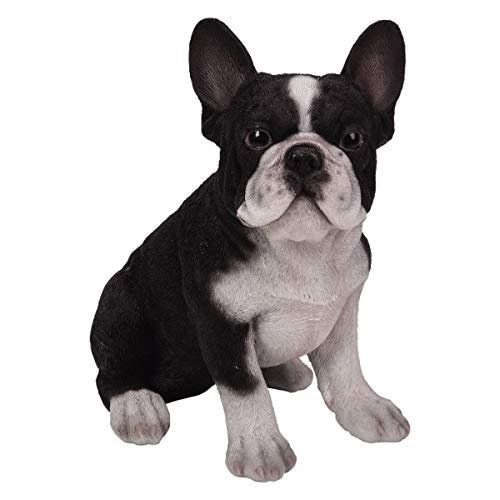 Pacific Giftware PT Realistic Look Statue Black White French Bulldog Puppy Dog Home Decorative Resin Figurine