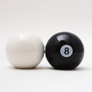 Eight Ball Ceramic Magnetic Salt and Pepper Shakers Collection Set
