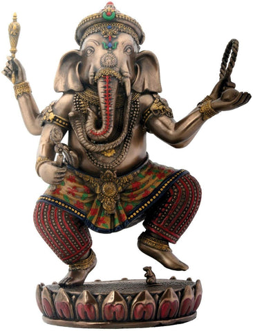 Dancing Ganesha on Lotus Collectible Hinduism Sculpture
