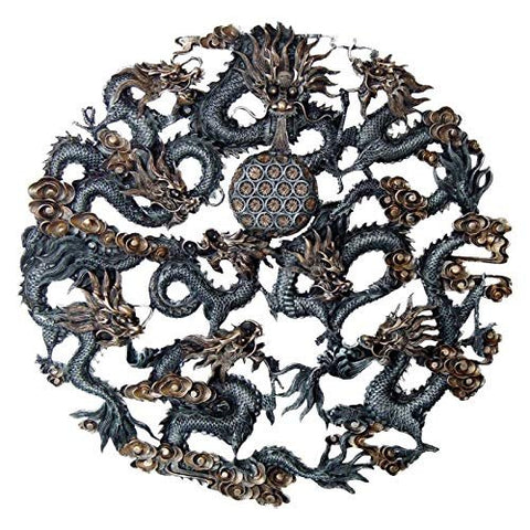 Pacific Giftware Oriental Nine Dragons Round Wall Plaque 22 inches
