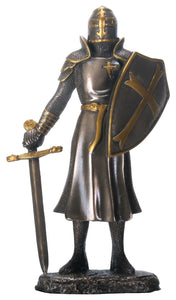 6.25" Cold Cast Bronze Color Knight of the Cross Figurine with Sword